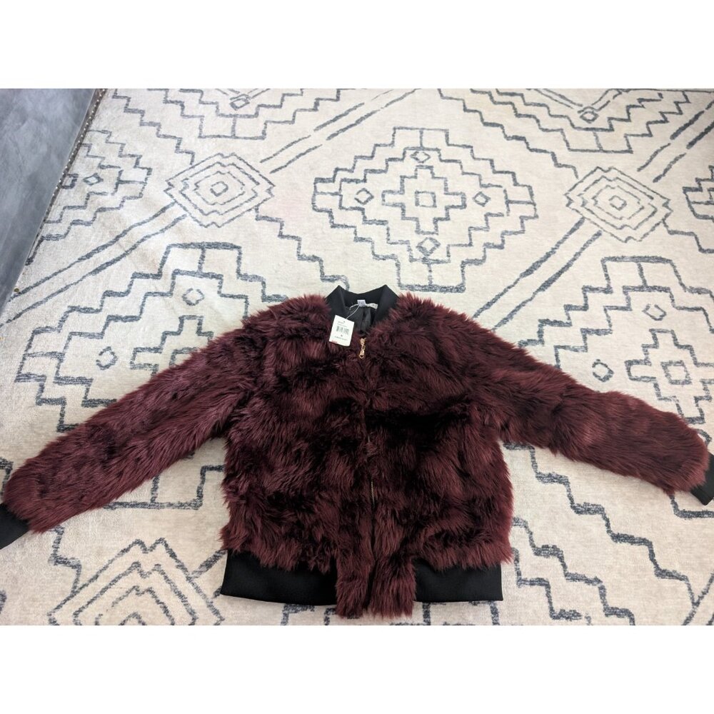 Faux-Fur Bomber Jacket, Size M Clubbing